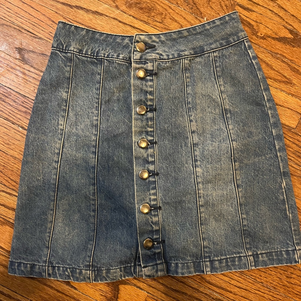 Blue denim skirt